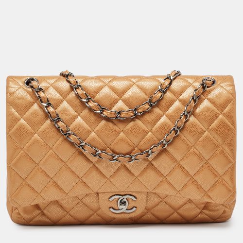 Chanel Orange Quilted Caviar Leather Maxi Classic Double Flap Bag - Chanel - Modalova