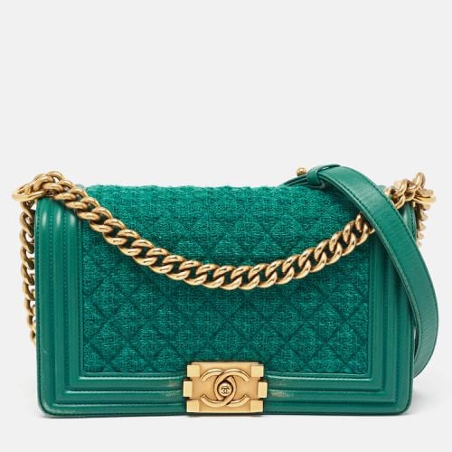 Chanel Green Quilted Tweed and Leather Medium Boy Flap Bag - Chanel - Modalova