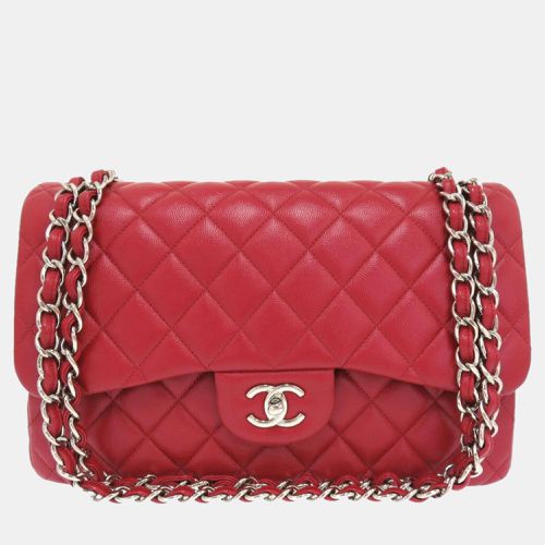 Chanel Red Leather Jumbo Classic Double Flap Bag - Chanel - Modalova