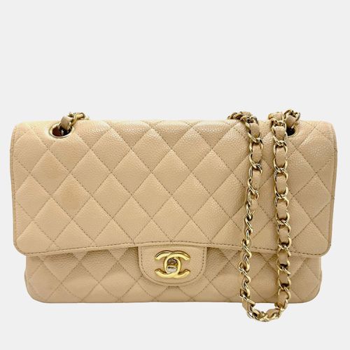 Chanel Beige Caviar Leather Medium Classic Double Flap Shoulder Bag - Chanel - Modalova