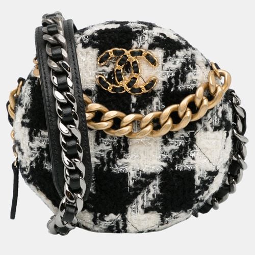 Chanel Black/White Tweed 19 Round Clutch with Chain - Chanel - Modalova