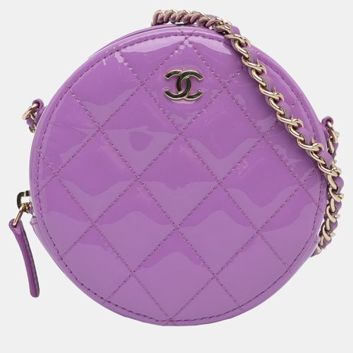 Chanel Purple CC Quilted Patent Round Clutch With Chain - Chanel - Modalova