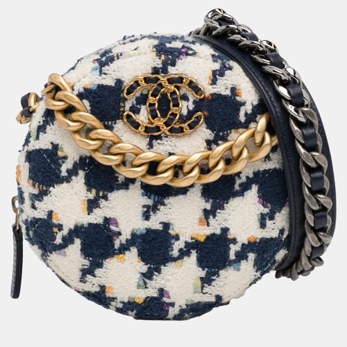 Chanel White Tweed 19 Round Clutch with Chain - Chanel - Modalova