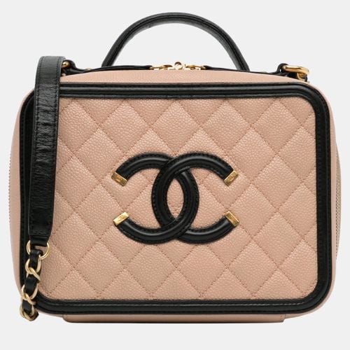 Chanel Beige/Black Medium Caviar CC Filigree Vanity Case - Chanel - Modalova