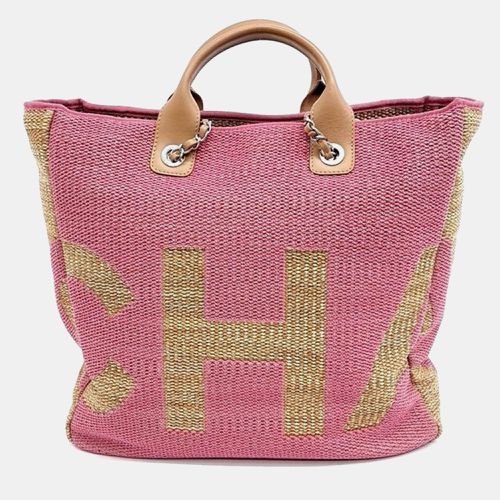 Chanel Pink/Beige Raffia Deauville Tote Bag - Chanel - Modalova