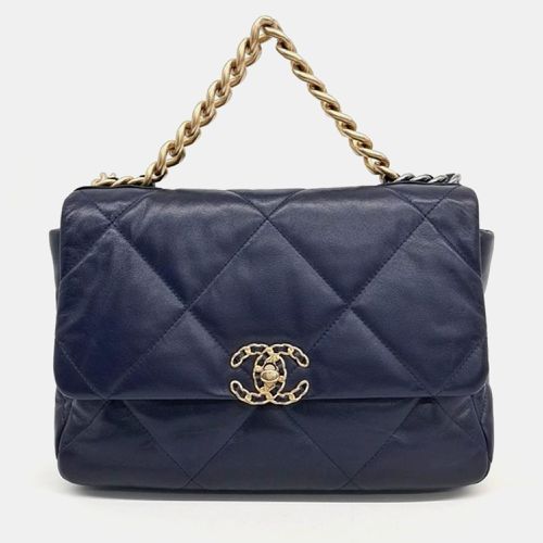 Chanel Navy Leather Large 19 Flap Bag - Chanel - Modalova