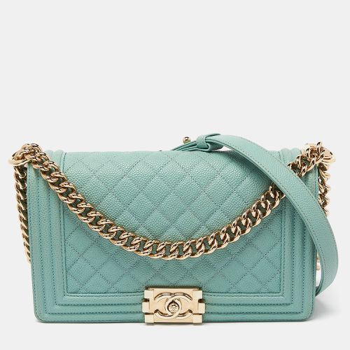 Chanel Green Quilted Caviar Leather Medium Boy Flap Bag - Chanel - Modalova