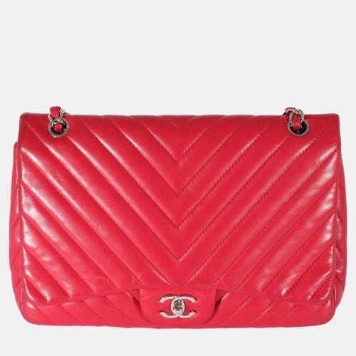 Chanel Pink Lambskin Chevron Jumbo Single Flap Bag - Chanel - Modalova