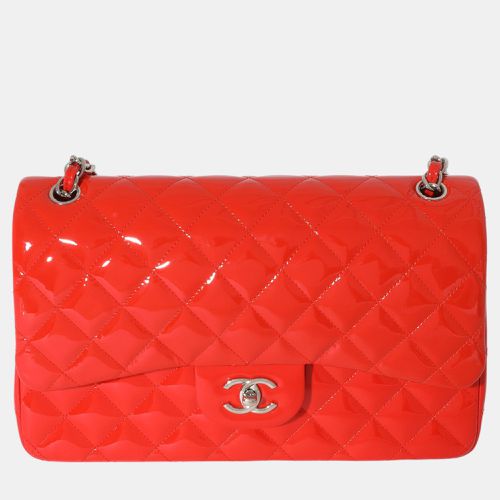 Chanel Orange Quilted Patent Leather Jumbo Double Flap Bag - Chanel - Modalova