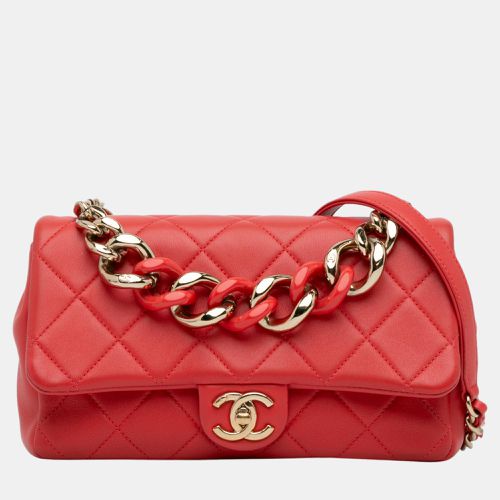 Chanel Red Small Lambskin Elegant Chain Single Flap - Chanel - Modalova