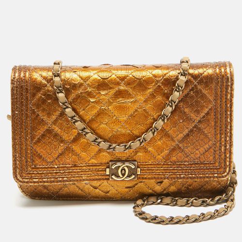 Chanel Gold Quilted Python Boy Wallet on Chain - Chanel - Modalova