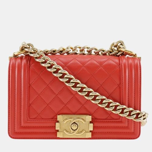 Chanel Red Leather Small Boy Shoulder Bag - Chanel - Modalova