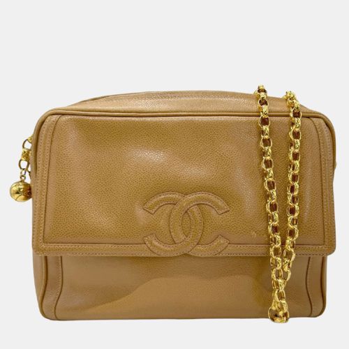 Chanel White Leather Large Caviar Cc Logo Flap Shoulder Bag - Chanel - Modalova