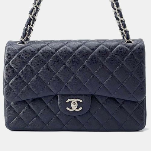 Chanel Navy Blue Caviar Leather Classic Double Flap Shoulder Bag - Chanel - Modalova