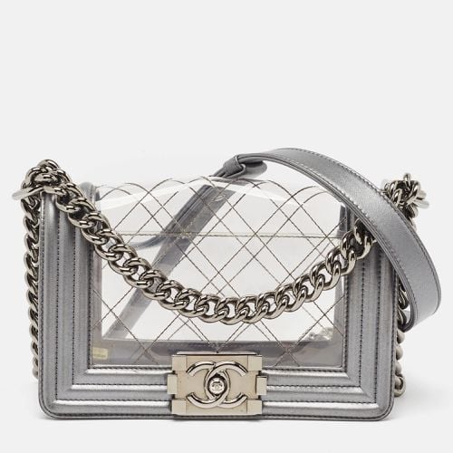 Chanel Grey/Clear Quilted PVC and Leather Small Boy Flap Bag - Chanel - Modalova