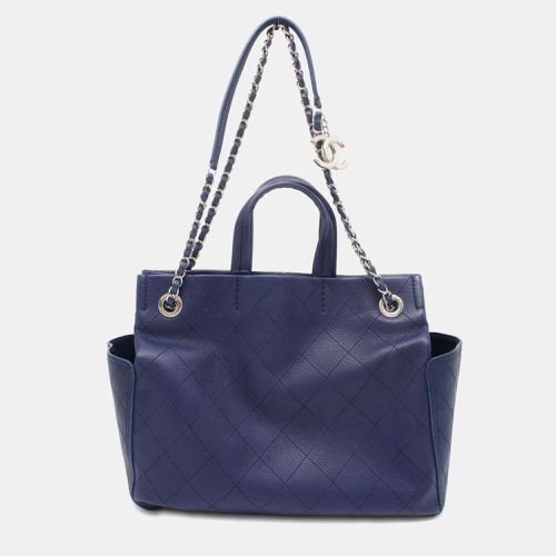 Chanel Navy Blue Caviar Leather Tote Bag - Chanel - Modalova