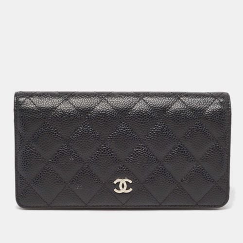 Chanel Black Quilted Caviar Leather L Yen Continental Wallet - Chanel - Modalova