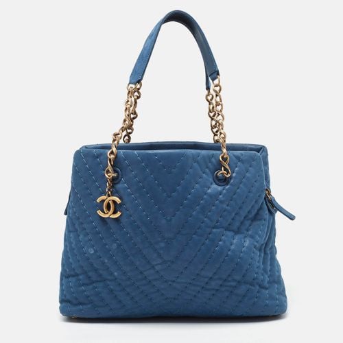 Chanel Blue Iridescent Chevron Leather CC Charm Chain Bag - Chanel - Modalova