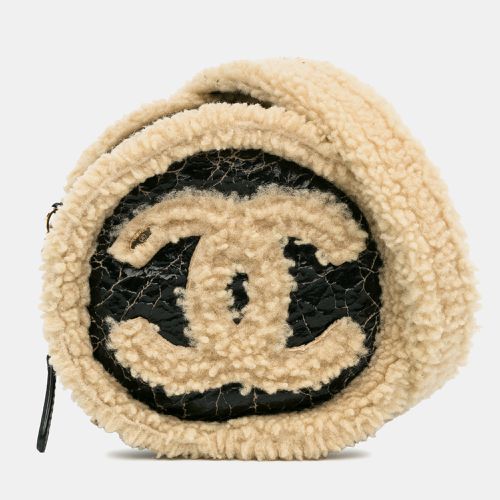 Shiny Crumpled Sheepskin Shearling Round Clutch with Chain - Chanel - Modalova