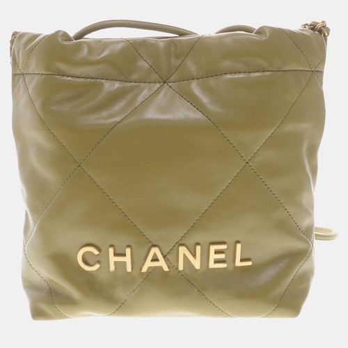 Chanel Khaki Leather Mini 22 Hobo Bag - Chanel - Modalova