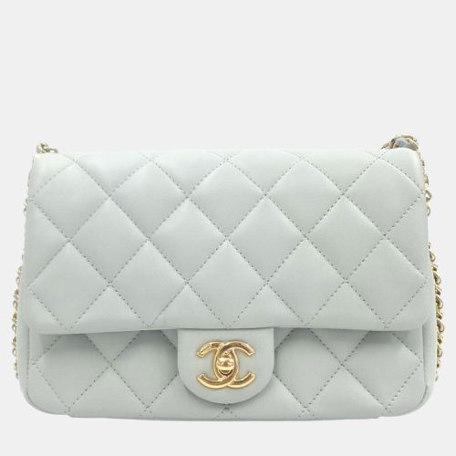 Light Grey Leather Double Chain Crossbody Bag - Chanel - Modalova