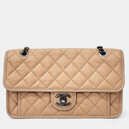 Chanel Leather Beige Flap Chain Bag - Chanel - Modalova