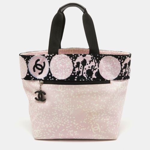 Chanel Pink/ Black Terry Cloth Canvas Tote - Chanel - Modalova