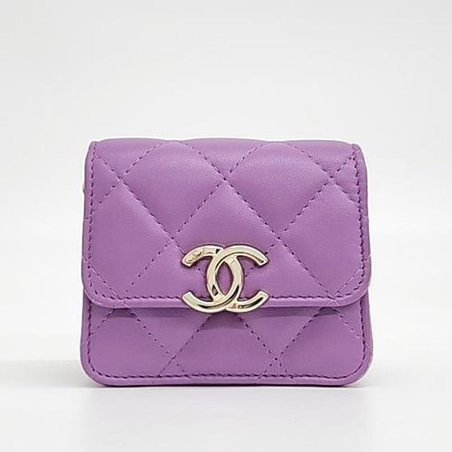 Chanel Purple Leather Coco Chain Card Wallet - Chanel - Modalova