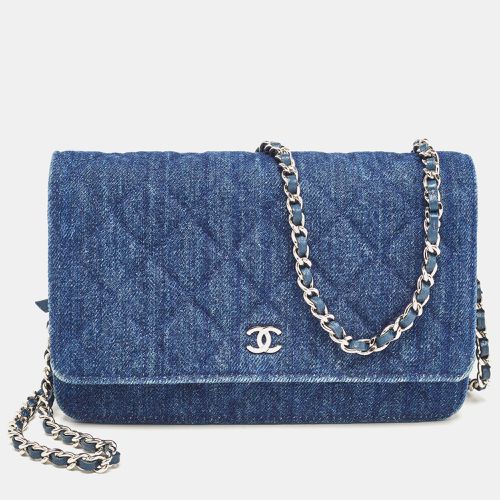 Chanel Blue Quilted Denim Classic Wallet On Chain - Chanel - Modalova