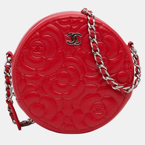 Chanel Red Goatskin Camellia Round Crossbody - Chanel - Modalova