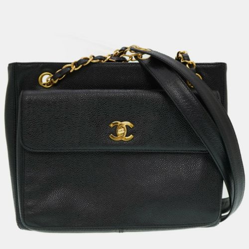 Chanel Black Caviar Leather Classic Front Pocket Shoulder Bag - Chanel - Modalova