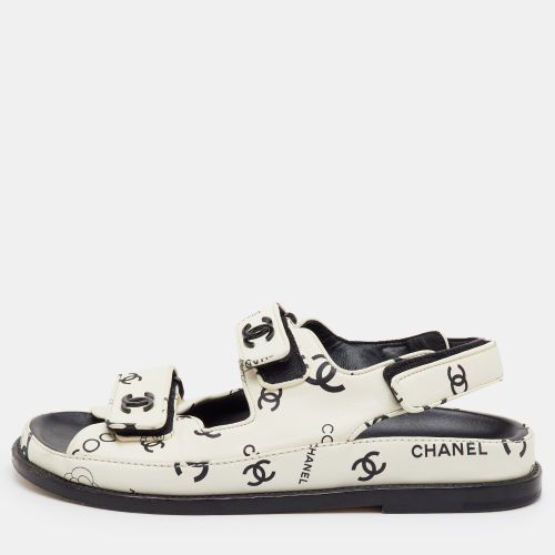 Dad Size 38 /Black Printed CC Leather Ankle Strap Sandals - Chanel - Modalova