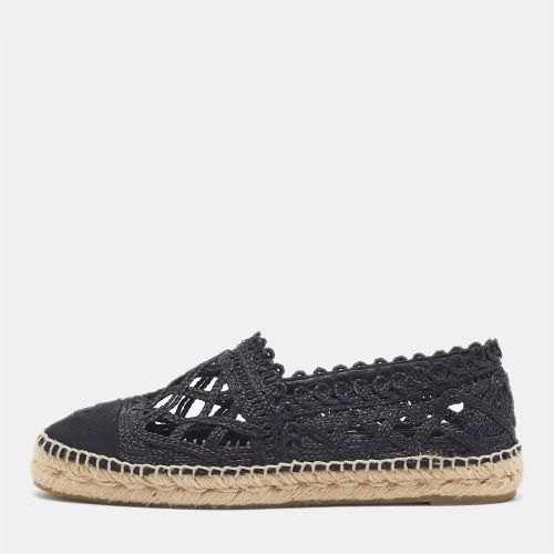 Interlocking CC Size 39 Canvas and Raffia Espadrille Flats - Chanel - Modalova