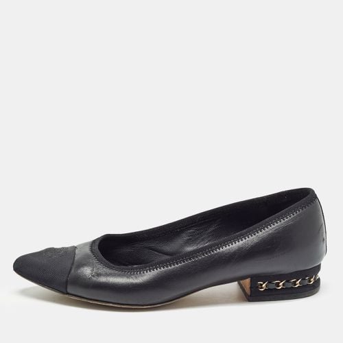 Chanel Black Leather and CC Canvas Chain Link Detail Ballet Flats Size 37 - Chanel - Modalova