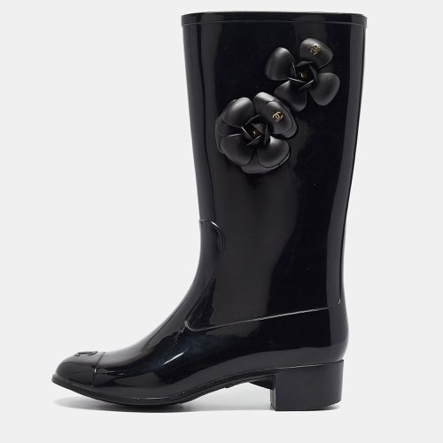 Chanel Black Rubber CC Camellia Rain Boots Size 38 - Chanel - Modalova