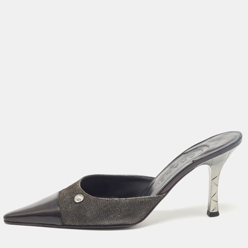 Chanel Black Leather and Canvas Pointed Toe Mules Size 39.5 - Chanel - Modalova