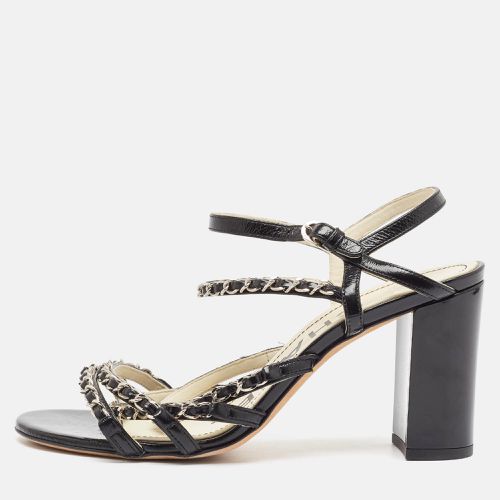 Chanel Black Leather Chain Link Strappy Sandals Size 39.5 - Chanel - Modalova