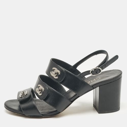 Chanel Black Leather Ankle Strap Sandals Size 37 - Chanel - Modalova