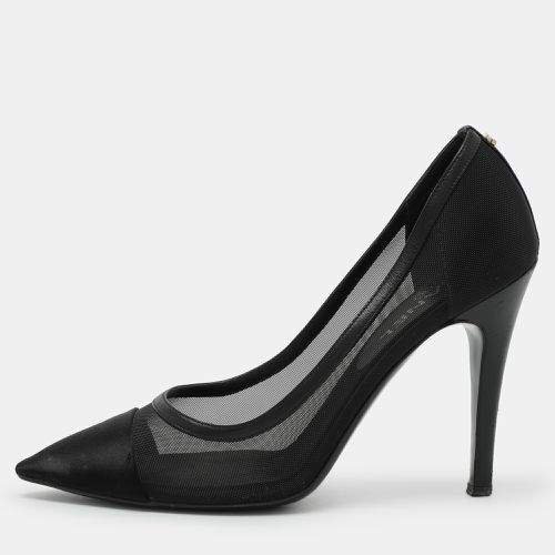 Chanel Black Mesh and Satin Cap Toe Pumps Size 37.5 - Chanel - Modalova