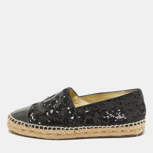 Chanel Black Patent Leather and Sequins CC Espadrille Flats Size 38 - Chanel - Modalova