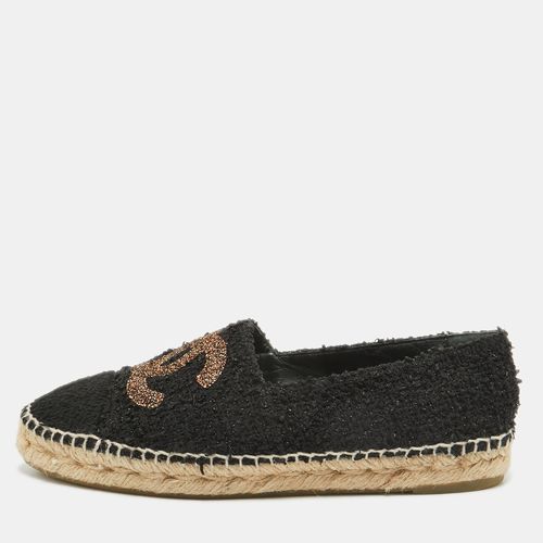 Chanel Black Tweed CC Espadrille Flats Size 38 - Chanel - Modalova