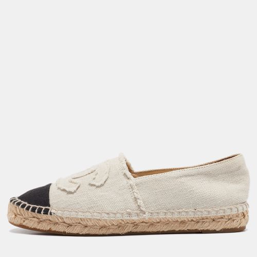 Chanel White/Black Canvas CC Espadrille Flats Size 37 - Chanel - Modalova