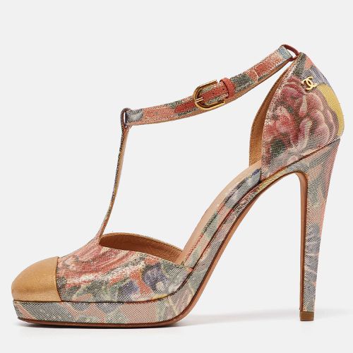 Chanel Multicolor Floral Lurex Fabric and Leather Platform Pumps Size 38.5 - Chanel - Modalova