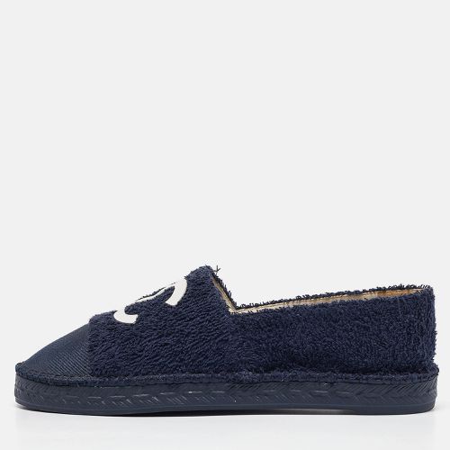 Chanel Navy Blue Terry Cloth CC Espadrille Flats Size 39 - Chanel - Modalova