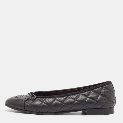 Chanel Black Quilted Leather CC Bow Ballet Flats Size 37 - Chanel - Modalova