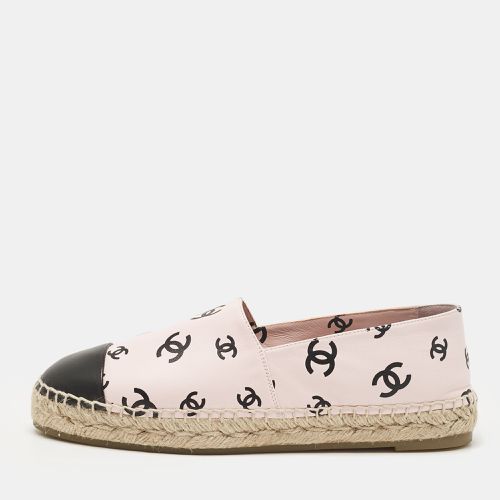 Chanel Pink/Black Leather CC Printed Cap Toe Espadrille Flats Size 41 - Chanel - Modalova