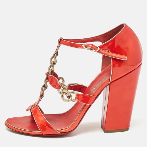 Chanel Red Patent Leather Ankle Strap Sandals Size 40 - Chanel - Modalova