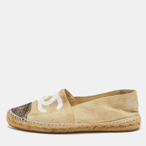 Chanel Beige Raffia CC Cap Toe Espadrille Flats Size 40 - Chanel - Modalova