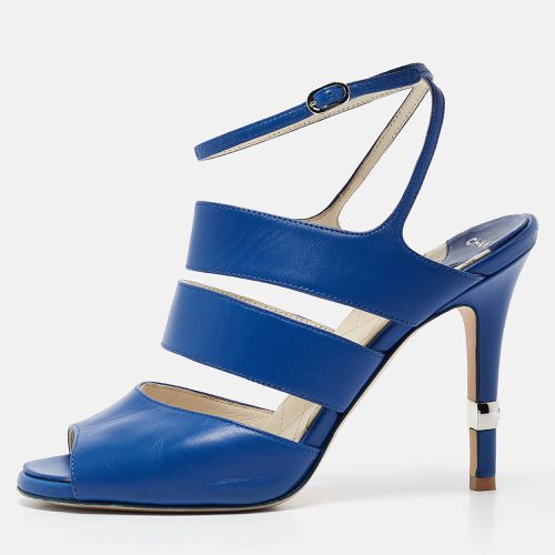 Chanel Blue Leather Ankle Strap Sandals Size 37 - Chanel - Modalova