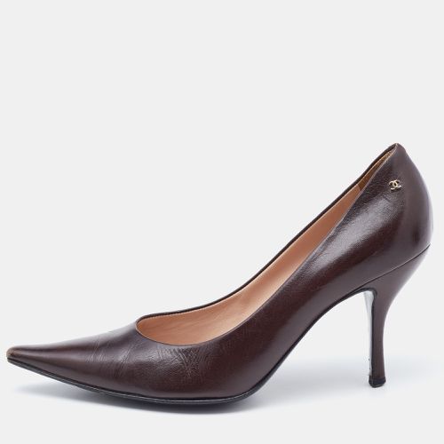 Chanel Brown Leather Pointed Toe Pumps Size 38.5 - Chanel - Modalova